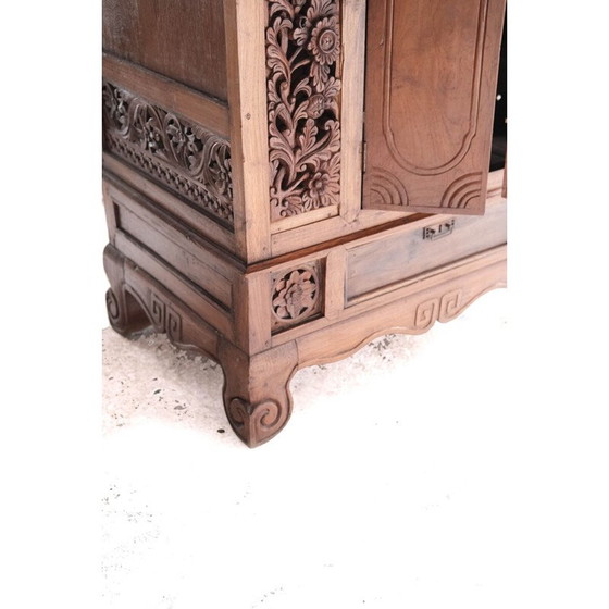 Image 1 of Vintage solid teak Asian sideboard