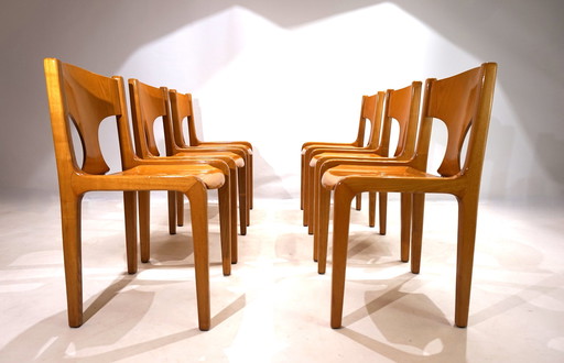 Set Of 6 Pozzi Dining Chairs By Augusto Savini, 1960