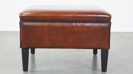 Image 1 of Large Sheepskin Leather Hocker