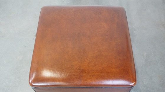 Image 1 of Large Sheepskin Leather Hocker