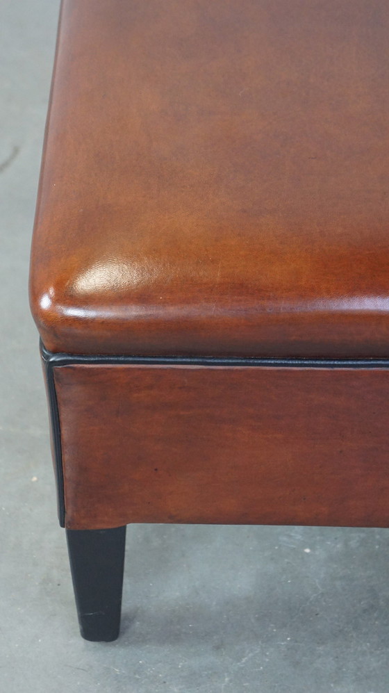 Image 1 of Large Sheepskin Leather Hocker