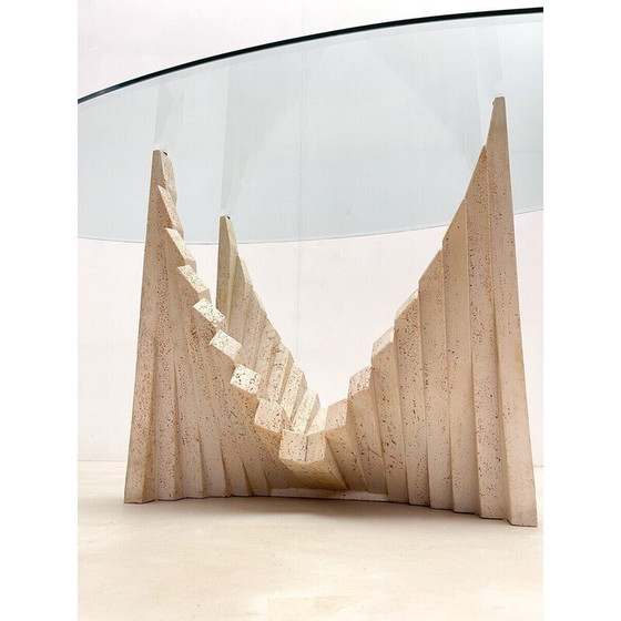 Image 1 of Mid-century sculptural travertine dining table, Italy 1970s