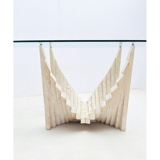 Image 1 of Mid-century sculptural travertine dining table, Italy 1970s