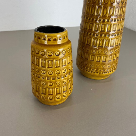 Image 1 of Set of two vintage art vases in fat lava by Scheurich, Germany 1970s
