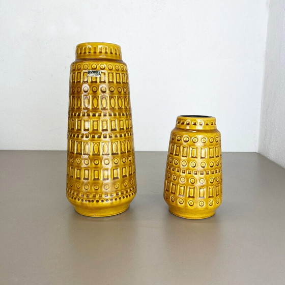 Image 1 of Set of two vintage art vases in fat lava by Scheurich, Germany 1970s