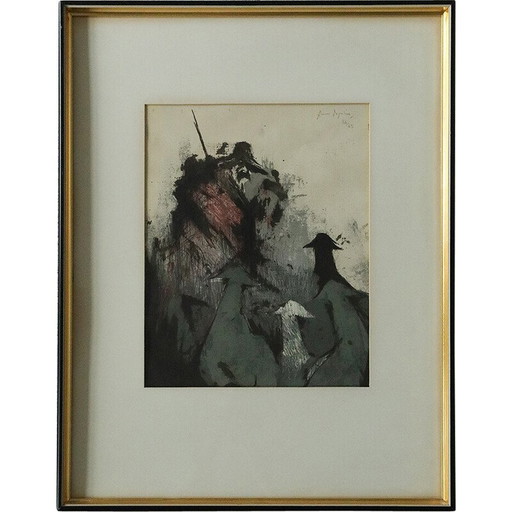 Vintage color lithograph