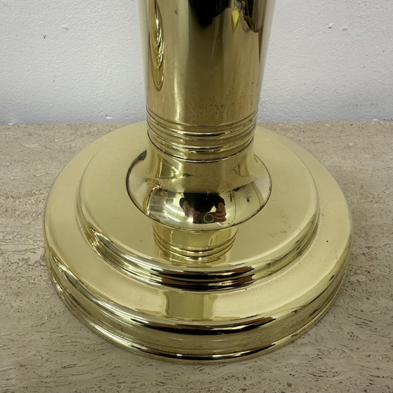 Image 1 of Set Of 2 Large Glass Globe Table Lamp With Brass Base , 1970S