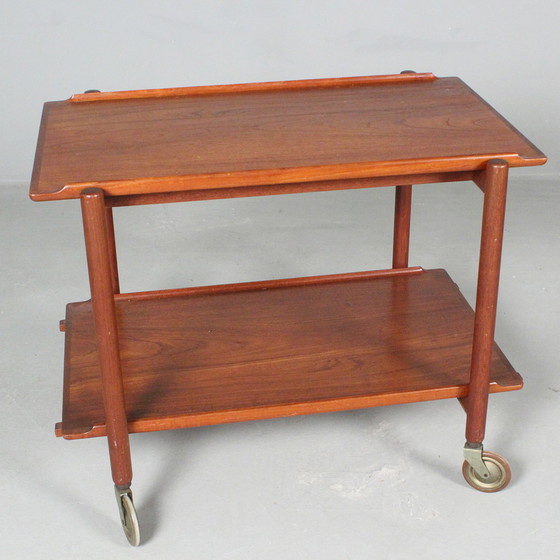 Image 1 of Serving trolley on wheels in teak from Poul Hundevad