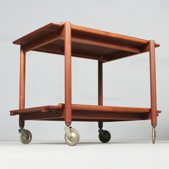 Image 1 of Serving trolley on wheels in teak from Poul Hundevad