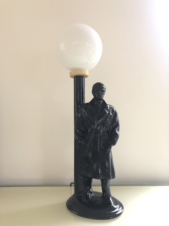 Image 1 of Lampada a sfera in ceramica da detective anni '80