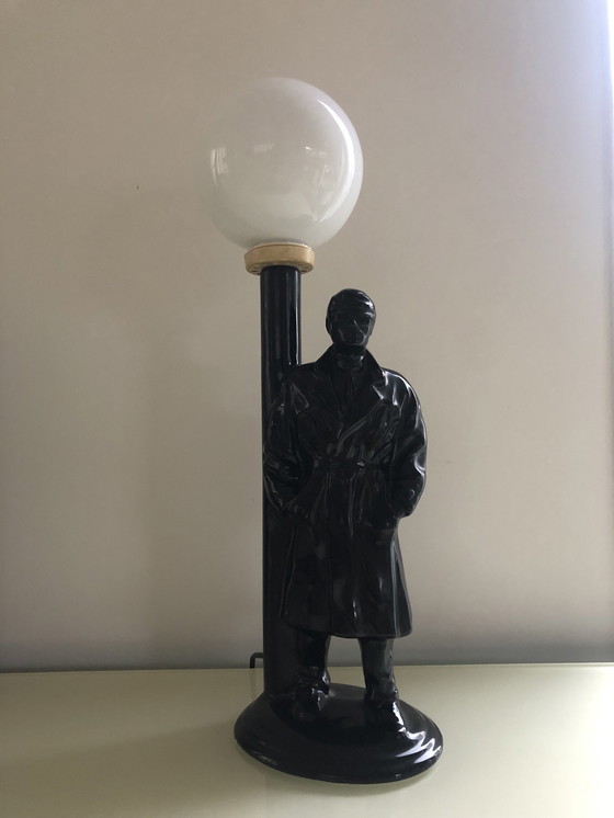 Image 1 of Lampada a sfera in ceramica da detective anni '80