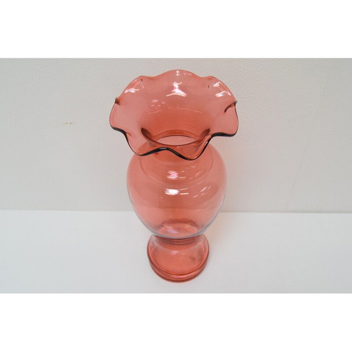 Jarrón de cristal checo vintage de Glasswork Novy Bor, década de 1950