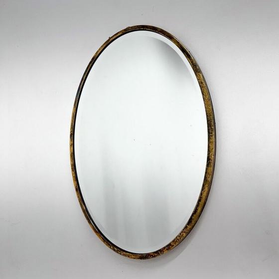 Image 1 of Vintage faceted wall mirror in brass frame, France
