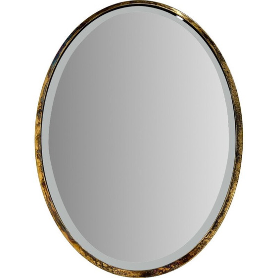 Image 1 of Vintage faceted wall mirror in brass frame, France
