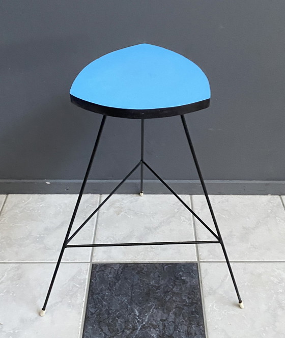 Image 1 of Blue Formica High Plant Table 1960S