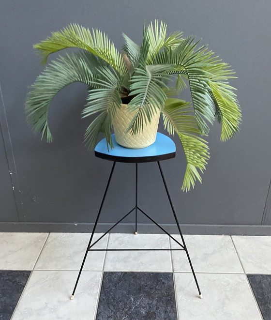 Image 1 of Blue Formica High Plant Table 1960S