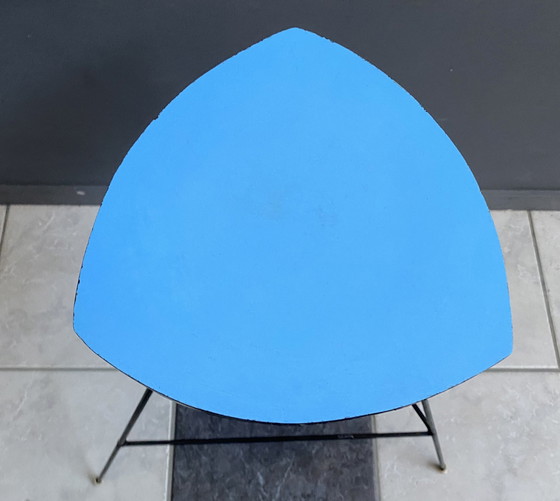 Image 1 of Blue Formica High Plant Table 1960S