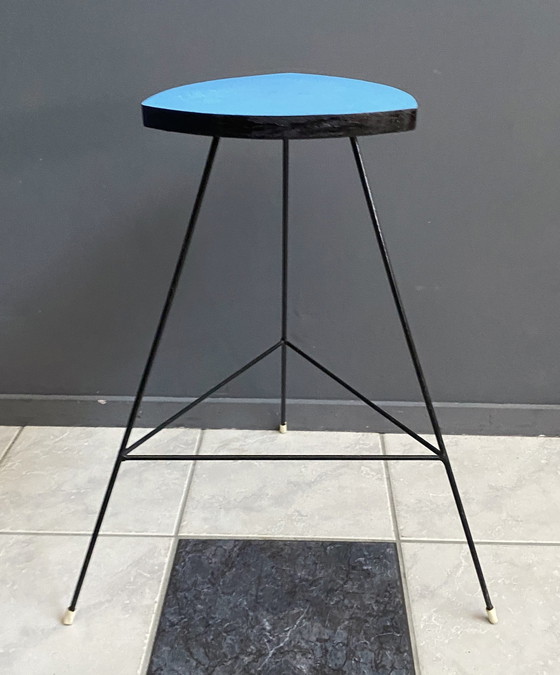 Image 1 of Blue Formica High Plant Table 1960S