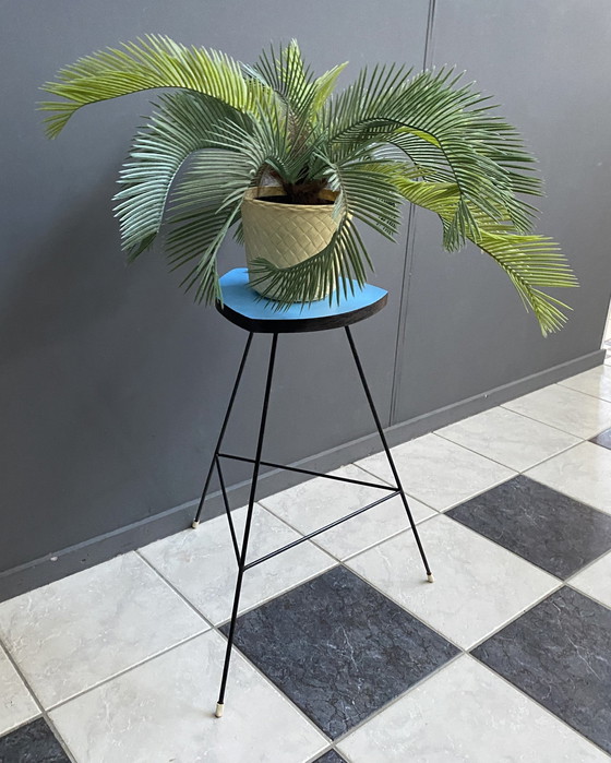 Image 1 of Blue Formica High Plant Table 1960S