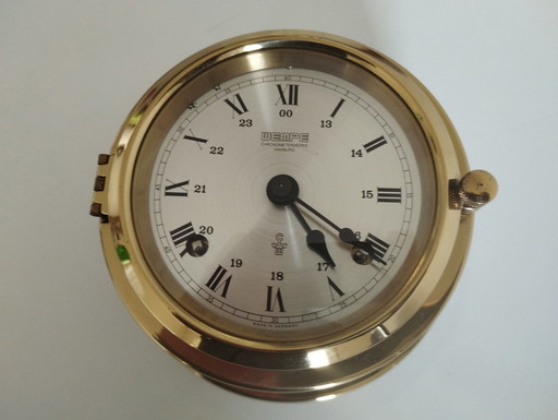 Wempe mechanical glass clock, brass