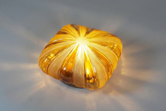 Image 1 of Vintage amber glass wall lamp