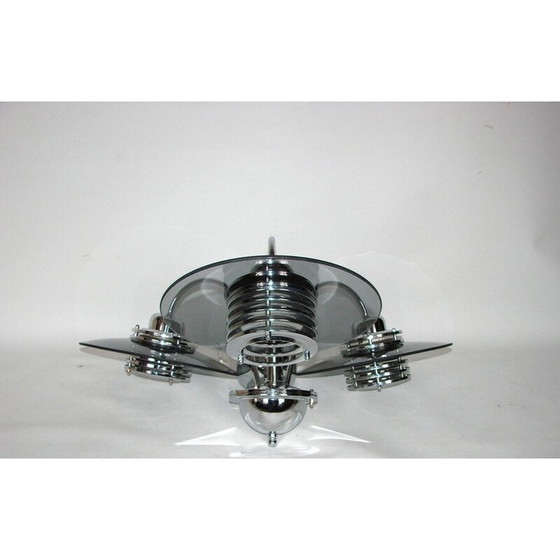 Image 1 of Vintage Belid chandelier in chrome metal and glass, Sweden 1990