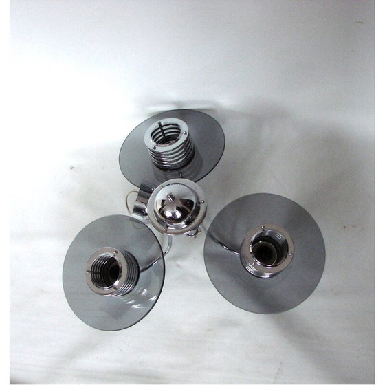 Image 1 of Vintage Belid chandelier in chrome metal and glass, Sweden 1990