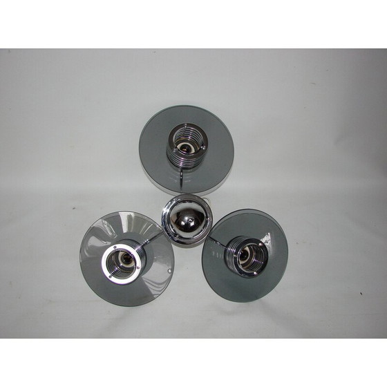 Image 1 of Vintage Belid chandelier in chrome metal and glass, Sweden 1990