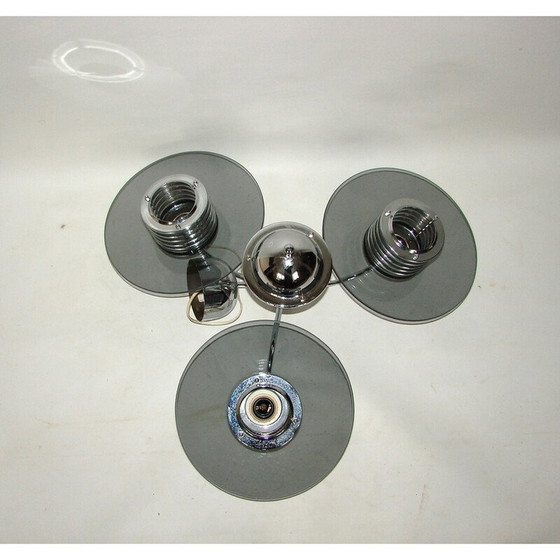 Image 1 of Vintage Belid chandelier in chrome metal and glass, Sweden 1990