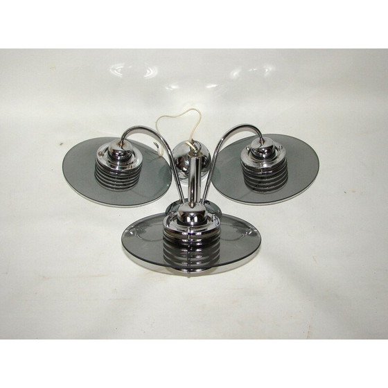 Image 1 of Vintage Belid chandelier in chrome metal and glass, Sweden 1990
