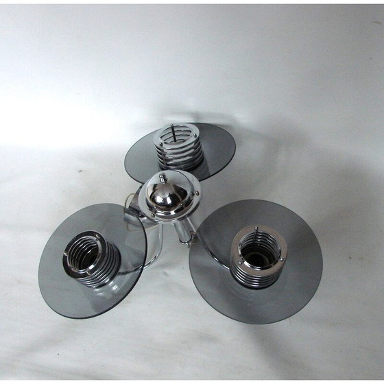 Image 1 of Vintage Belid chandelier in chrome metal and glass, Sweden 1990