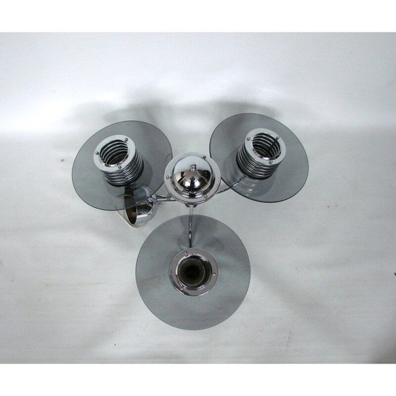 Image 1 of Vintage Belid chandelier in chrome metal and glass, Sweden 1990