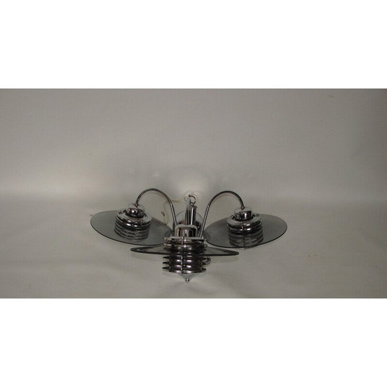 Image 1 of Vintage Belid chandelier in chrome metal and glass, Sweden 1990