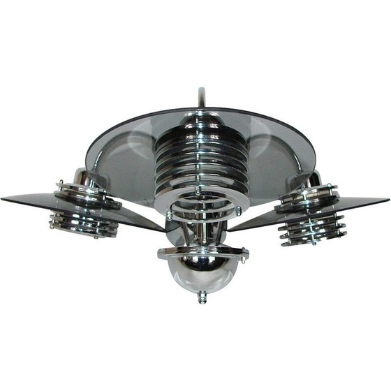 Image 1 of Vintage Belid chandelier in chrome metal and glass, Sweden 1990