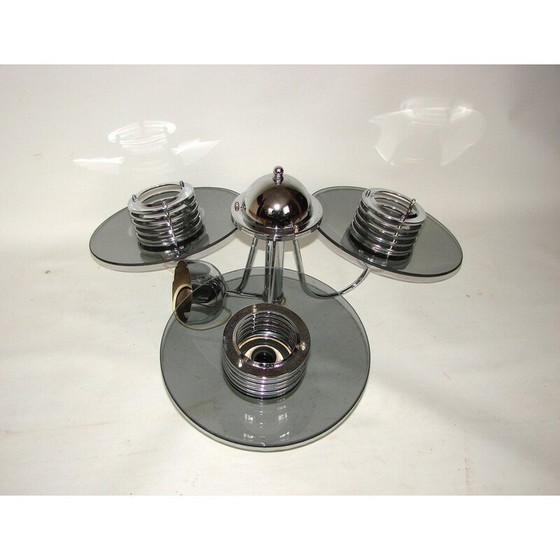 Image 1 of Vintage Belid chandelier in chrome metal and glass, Sweden 1990