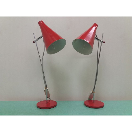 Image 1 of Pair of vintage metal lamps, Czechoslovakia 1960