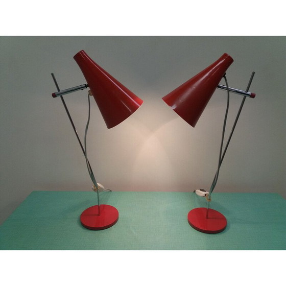 Image 1 of Pair of vintage metal lamps, Czechoslovakia 1960