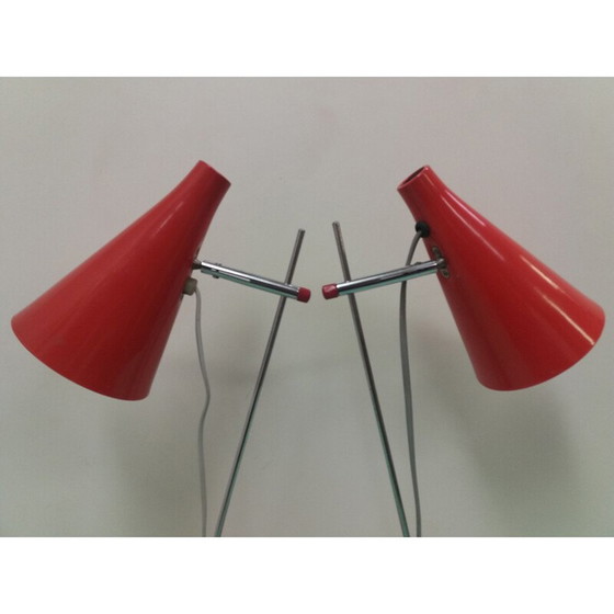 Image 1 of Pair of vintage metal lamps, Czechoslovakia 1960