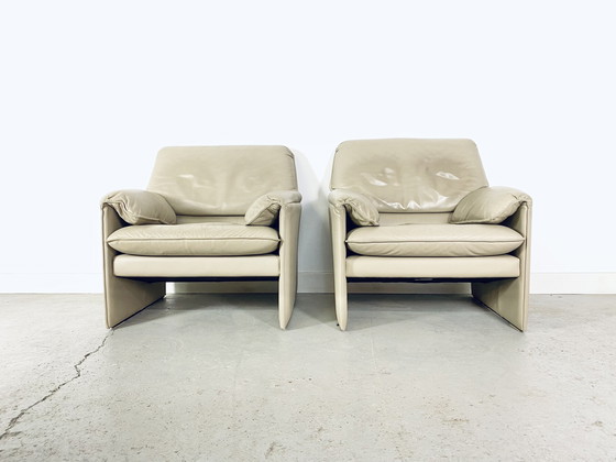 Image 1 of 2x Leolux bora bora fauteuil en cuir beige