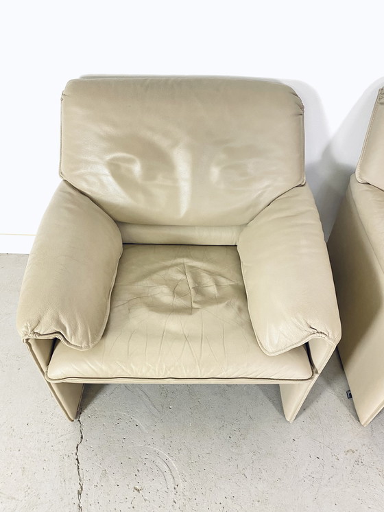 Image 1 of 2x Leolux bora bora fauteuil en cuir beige