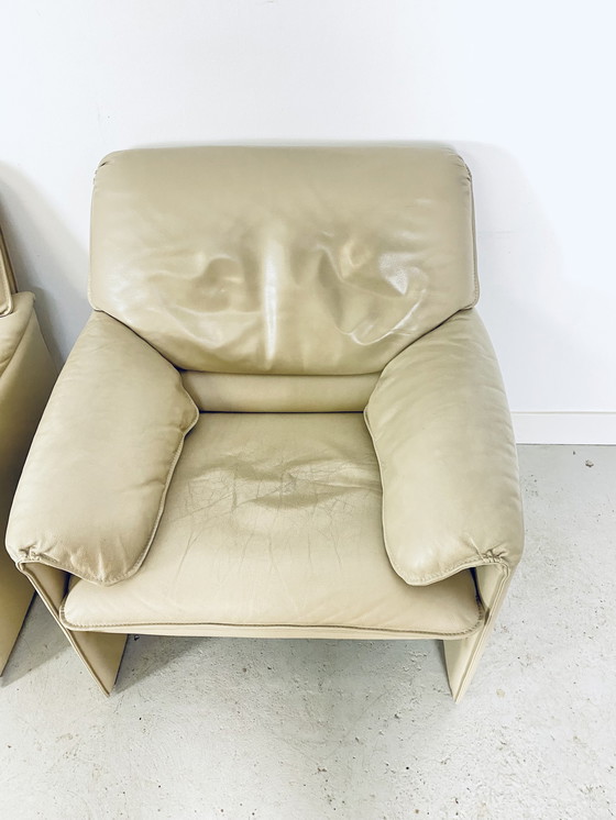 Image 1 of 2x Leolux bora bora fauteuil en cuir beige