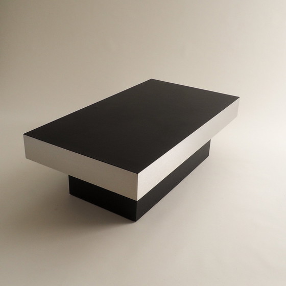 Image 1 of Black & Stainless Steel Coffee Table