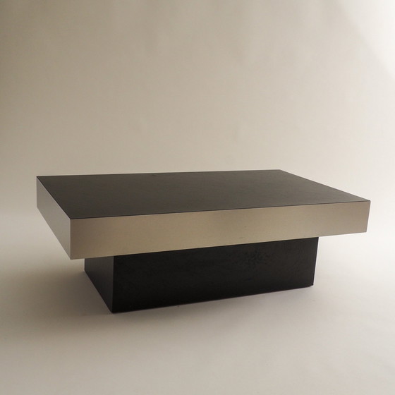 Image 1 of Black & Stainless Steel Coffee Table