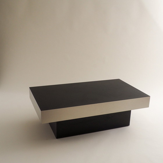 Image 1 of Black & Stainless Steel Coffee Table