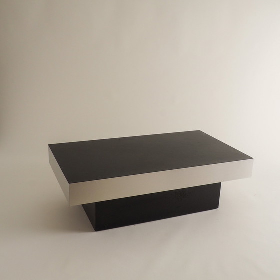 Image 1 of Black & Stainless Steel Coffee Table