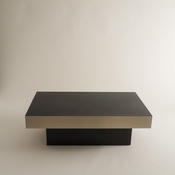 Image 1 of Black & Stainless Steel Coffee Table