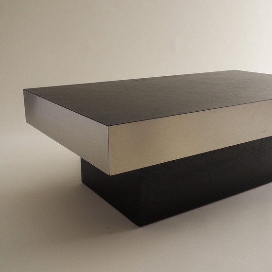 Image 1 of Black & Stainless Steel Coffee Table