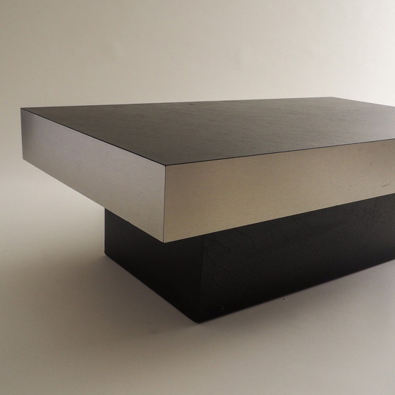 Image 1 of Black & Stainless Steel Coffee Table