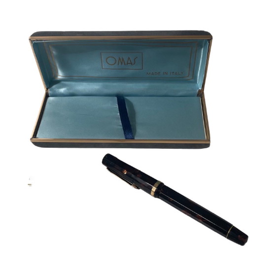 Image 1 of OMAS - 1990’s - Paragon Extra Scarlet Red Celluloid Fountain Pen - 585 nib - In original case - Very rare!