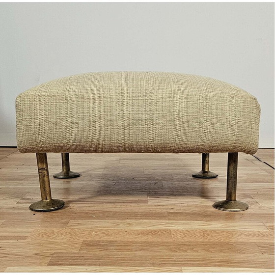 Image 1 of Vintage Steiner armchair and ottoman in green sheet, 1950-1960